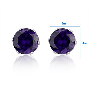 6mm 316L Stainless Steel Earrings with Cubic Zirconia