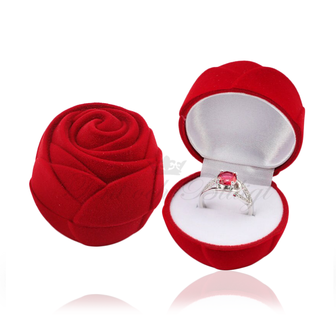 Rød rose - Rød smykkeskrinrose i fløjl 50mm*50mm - 2