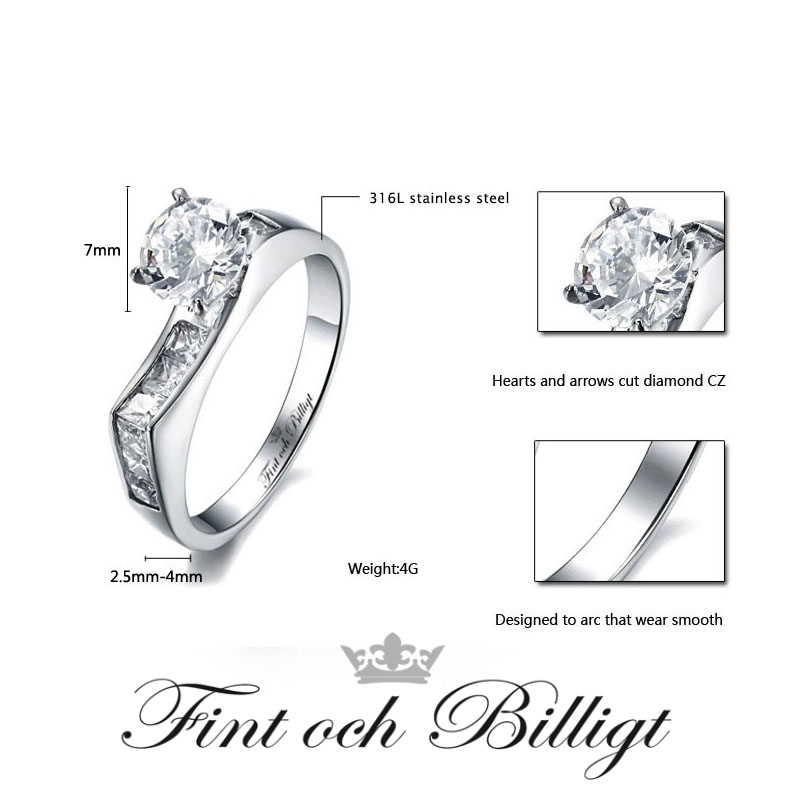 Dali Diamond - Unique Design in 316L with Cubic Zirconia - 4