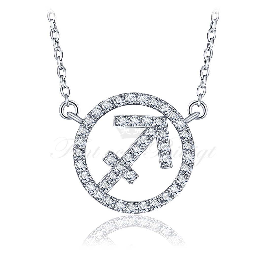 Silver Necklace - 925s  Arrow Symbol Zircon Stones - Happy Future - 2