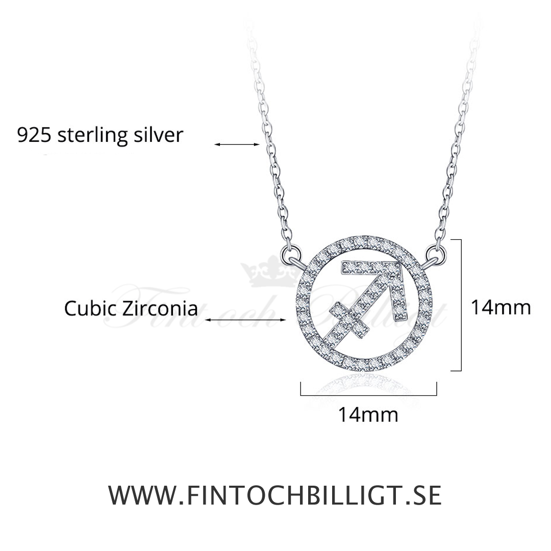 Silver Necklace - 925s  Arrow Symbol Zircon Stones - Happy Future - 4