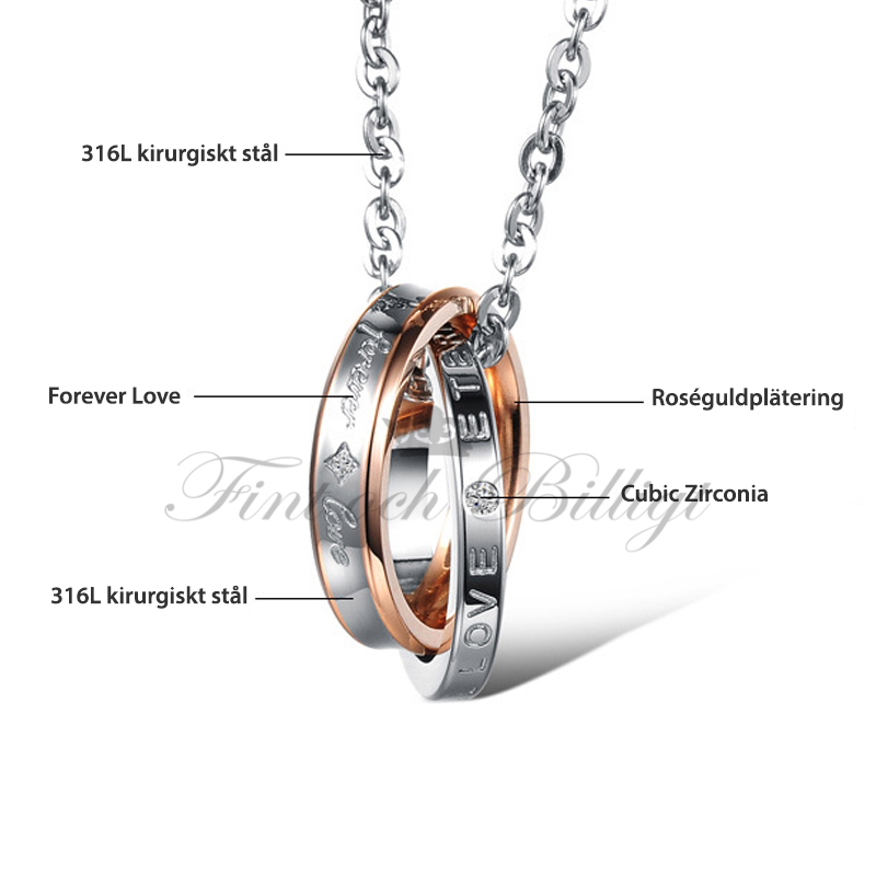 Eternal Love * Forever Love - Par Halsband med Cubic Zirconia (st) - 5