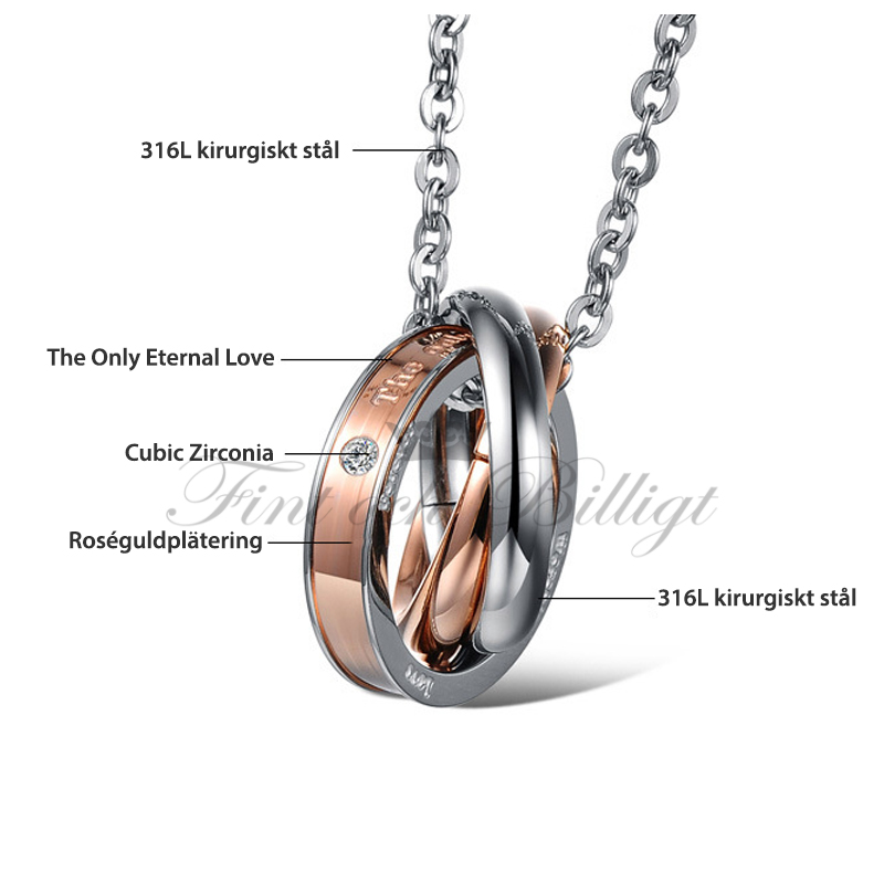 The only eternal love - Couple Necklace with Cubic Zirconia (pc) - 5