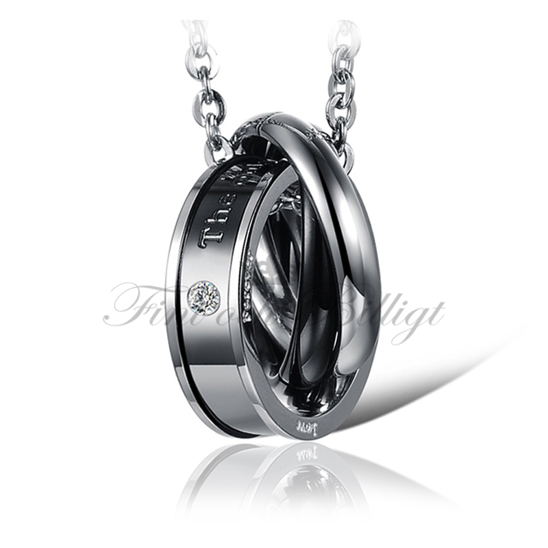 The only eternal love - Couple Necklace with Cubic Zirconia (pc) - 2