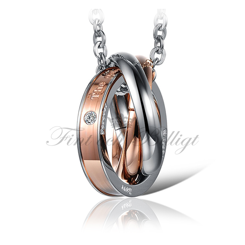The only eternal love - Couple Necklace with Cubic Zirconia (pc) - 3