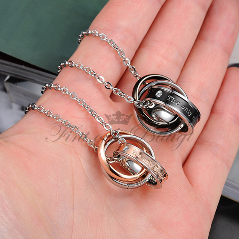 The only eternal love - Couple Necklace with Cubic Zirconia (pc) - 6