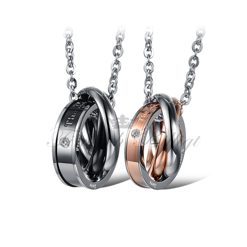 The only eternal love - Couple Necklace with Cubic Zirconia (pc) - 4