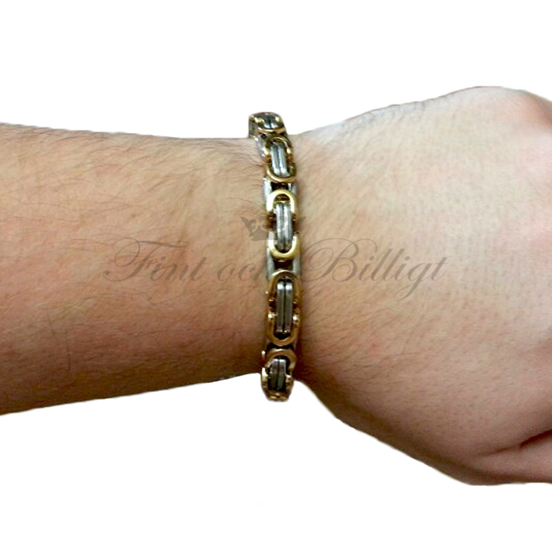 Kejsar Two Tone - Kongekæde armbånd Byzantinsk Golden 8mm - 4