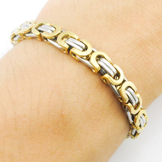 Kejsar Two Tone - Kongekæde armbånd Byzantinsk Golden 8mm - 3