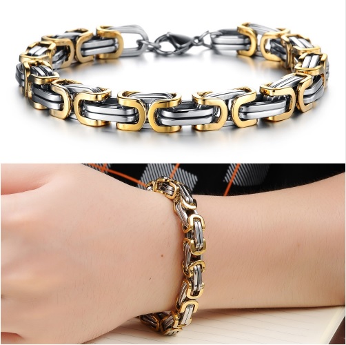 Kejsar Two Tone - Kongekæde armbånd Byzantinsk Golden 8mm - 2