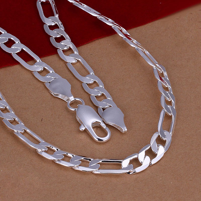 Halsband Figaro Spetsslipad - Silverpläterad 58g 10mm*510mm - 2