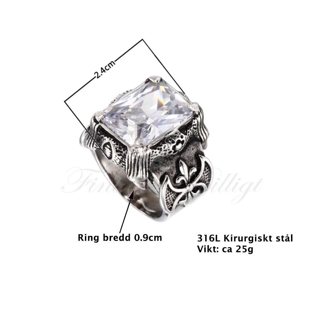 Punk Ring - Viking Dobbeltøkse Hvid Sten - Berserker Axe White  - 3