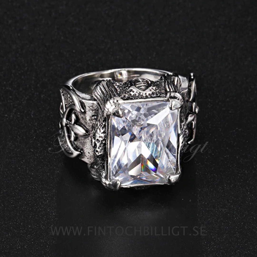 Punk Ring - Viking Dobbeltøkse Hvid Sten - Berserker Axe White  - 2