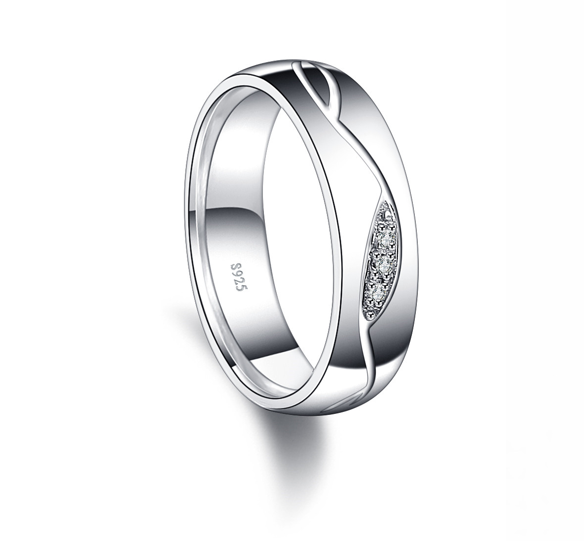 Silver Wave - Exquisite Silverring Made of Genuine 925s Silver With or Without CZ Diamonds - 2