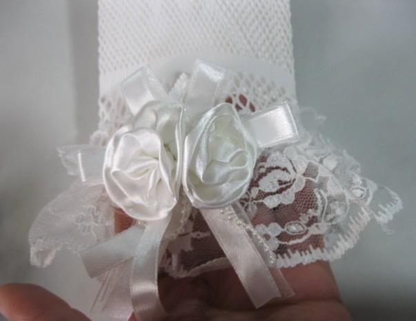Korte hvide polyester blondehandsker - 3