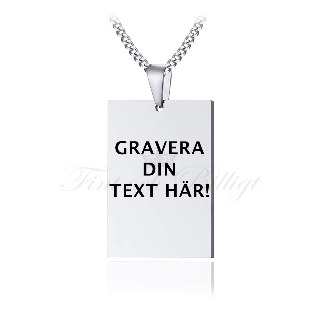 DogTag Halskæde - ID tag 3D gravering 27mm*50mm - Massive Tag  - 3