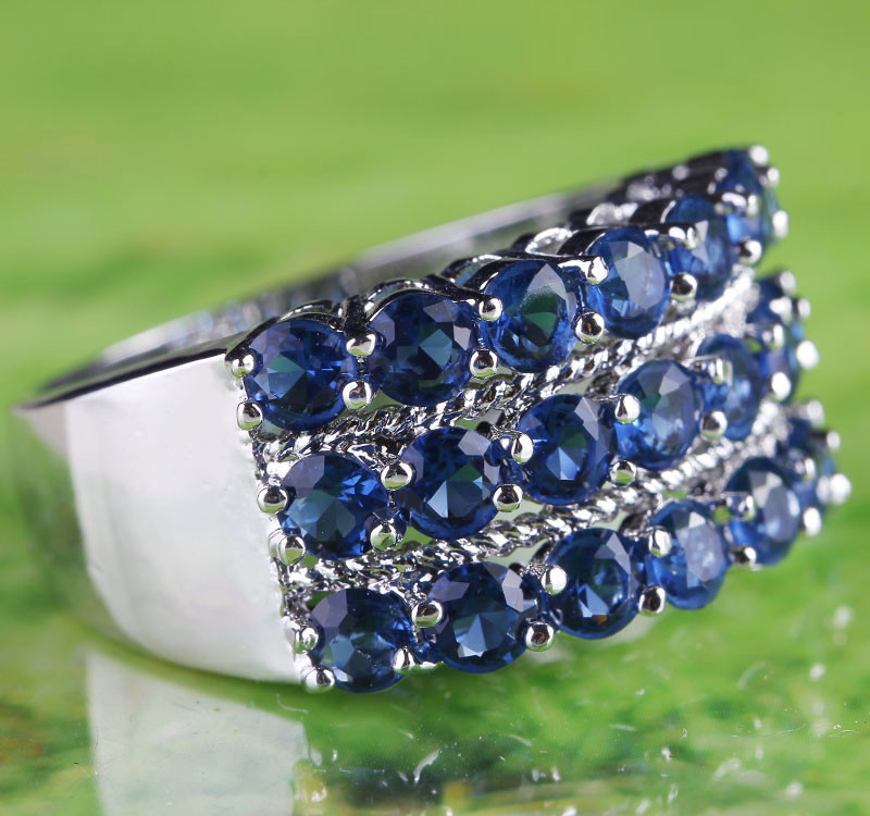 *LUKSUS* Sølvbelagt med 21 mørkeblå Cubic Zirconia sten - 2