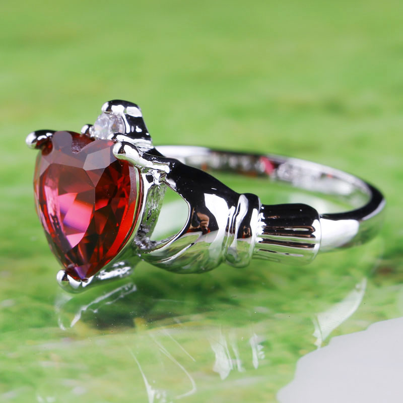 *LUXURY* Silver plated with 10mm*10mm Ruby Red Swarovski Heart - 2