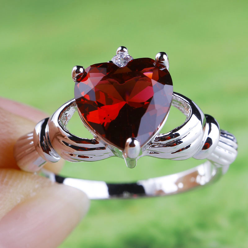 *LUXURY* Silver plated with 10mm*10mm Ruby Red Swarovski Heart - 3