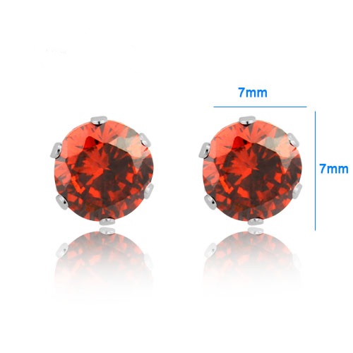7mm 316L Rostfritt Stål Örhängen med Cubic Zirconia  - 2
