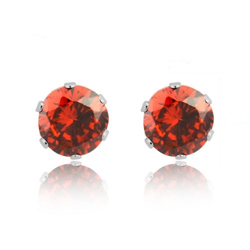 6mm 316L Stainless Steel Earrings with Cubic Zirconia - 2
