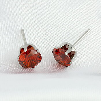 6mm 316L Stainless Steel Earrings with Cubic Zirconia