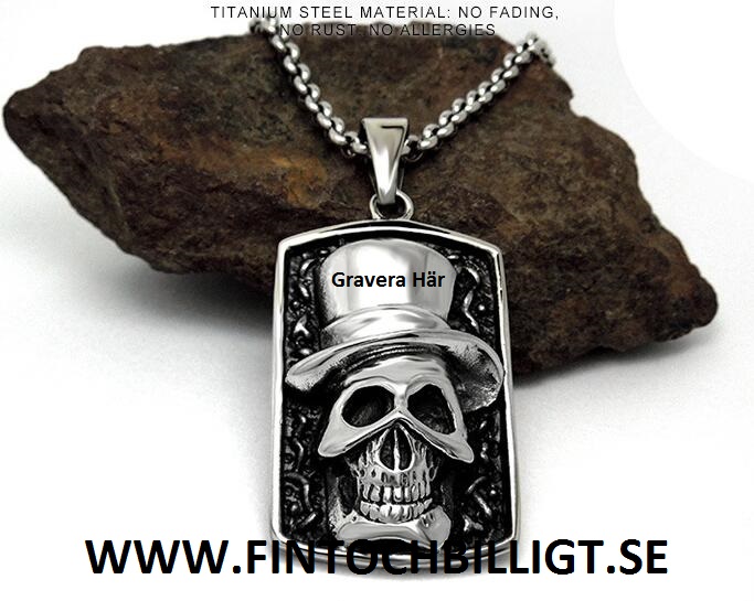 DogTag Halsband - ID-Bricka 30mm*51mm - Uncle Sam Skull - 3