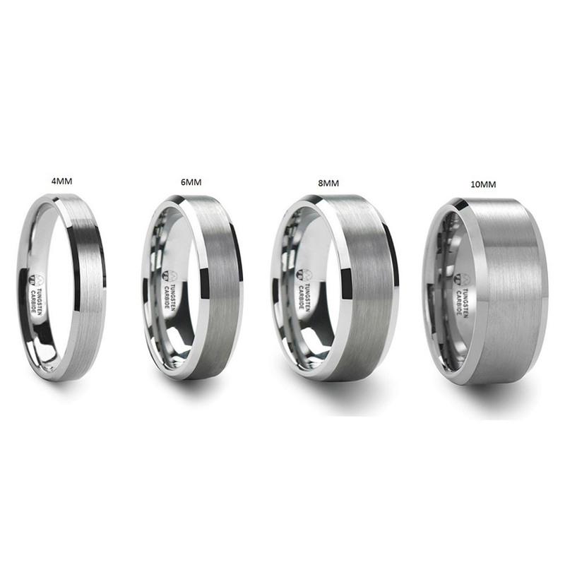 Ring - Square Grey - Tungstensring Borstad Matt 4mm 6mm 8mm 10mm - 2