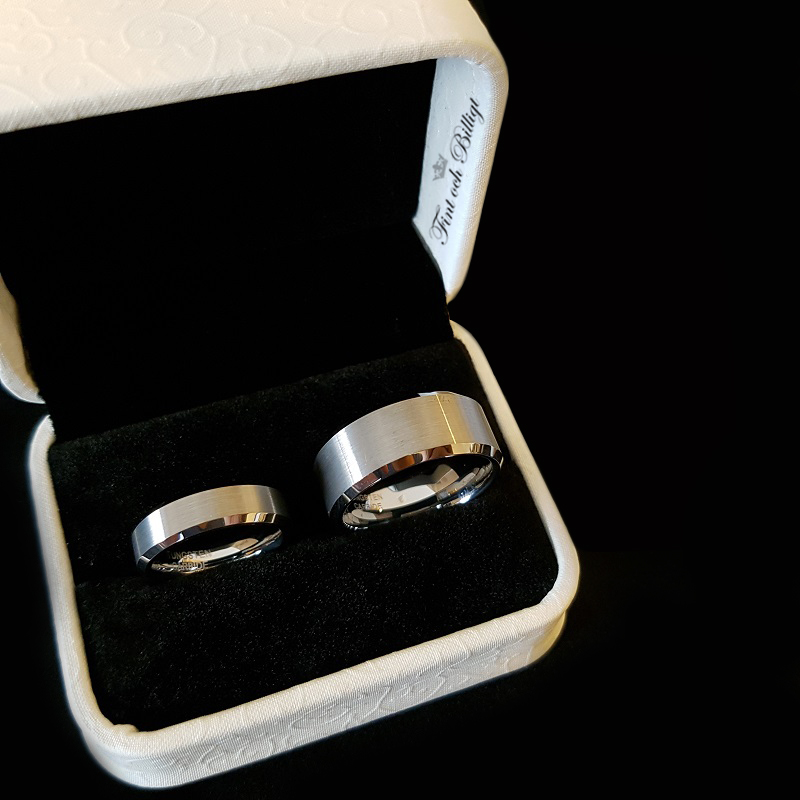 Ring - Square Grey - Tungstensring Borstad Matt 4mm 6mm 8mm 10mm - 3