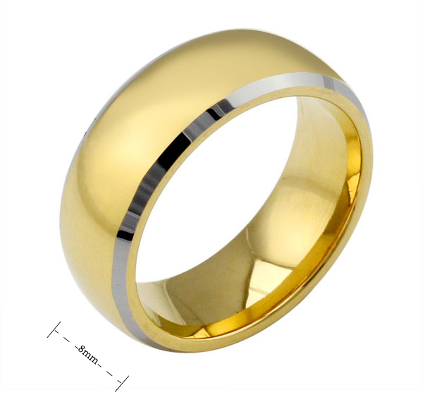 Ring - Tungstenring 18k guld Højglans 6mm 8mm - Smooth Gold - 4