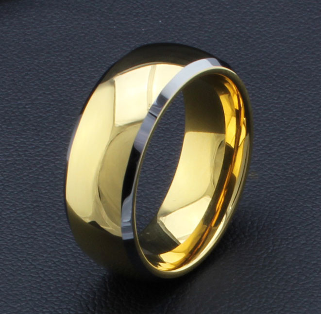 Ring - Tungstenring 18k guld Højglans 6mm 8mm - Smooth Gold - 5