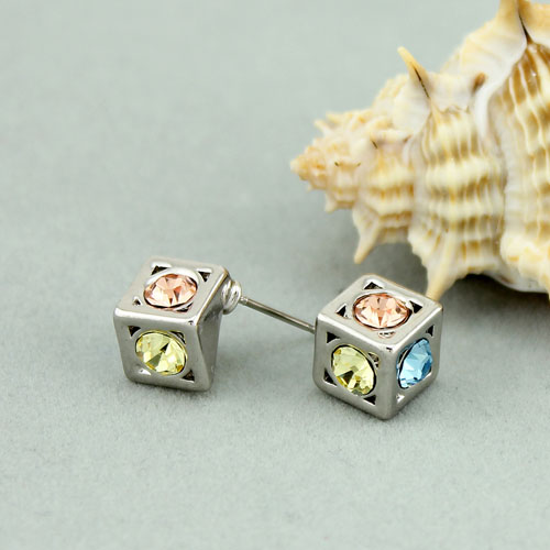 Härliga Multfärgade Swarovski Cube Örhängen  - 2