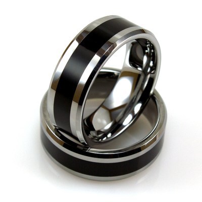 Ring - Square Blackline - Tungstensring Svart Inlägg 6mm 8mm - 3