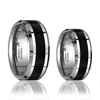 Ring - Square Blackline - Tungstensring Svart Inlägg 6mm 8mm
