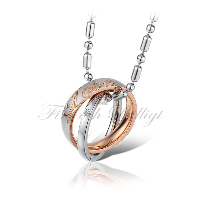 Circle of Love - Couple Necklace with Cubic Zirconia (pc) - 3