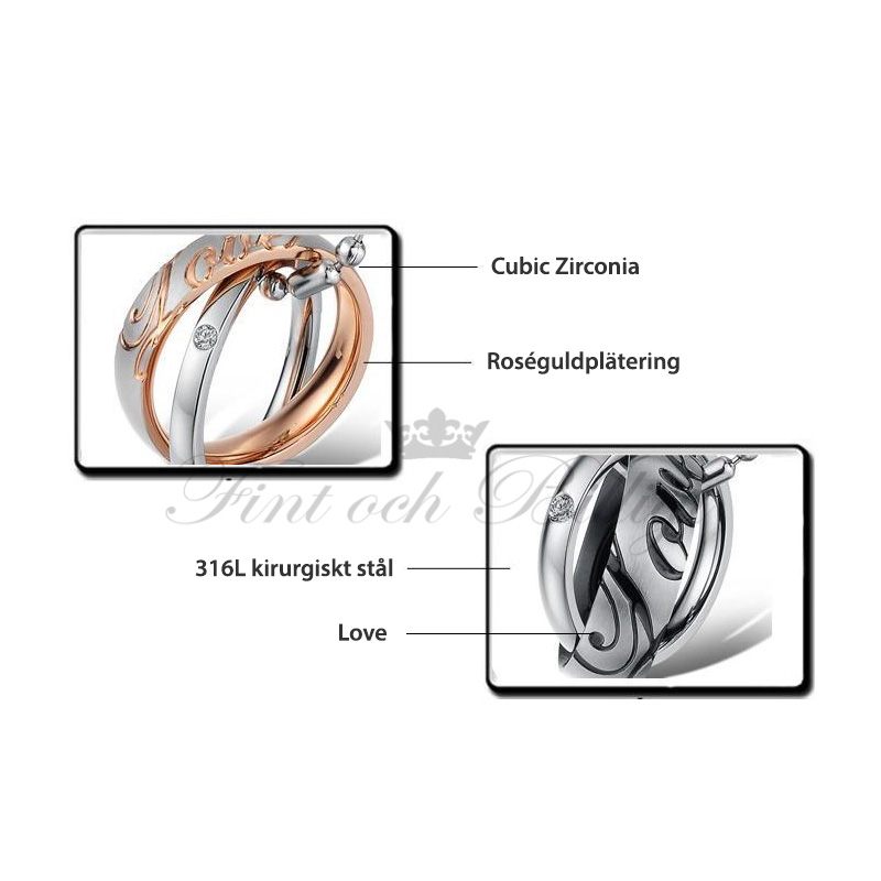 Circle of Love - Couple Necklace with Cubic Zirconia (pc) - 7