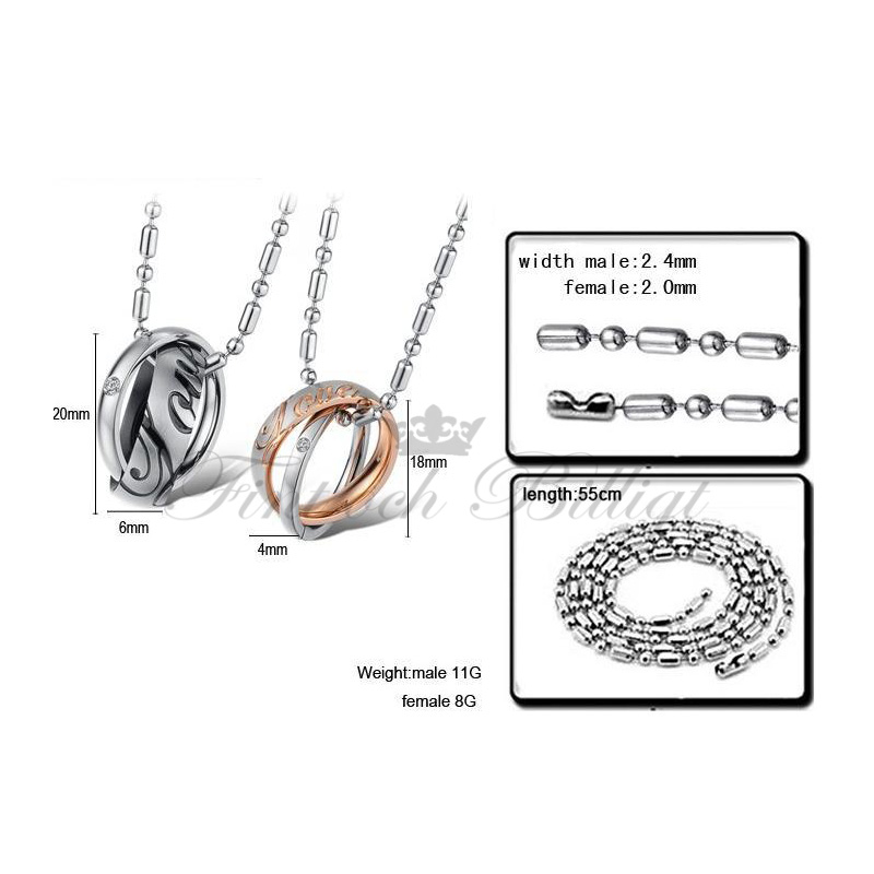 Circle of Love - Couple Necklace with Cubic Zirconia (pc) - 6