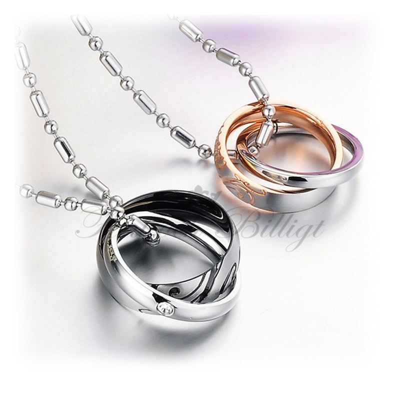 Circle of Love - Couple Necklace with Cubic Zirconia (pc) - 5