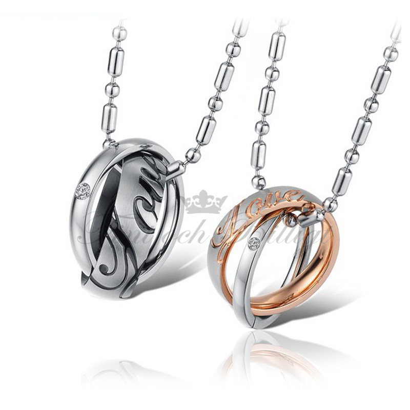 Circle of Love - Couple Necklace with Cubic Zirconia (pc) - 4