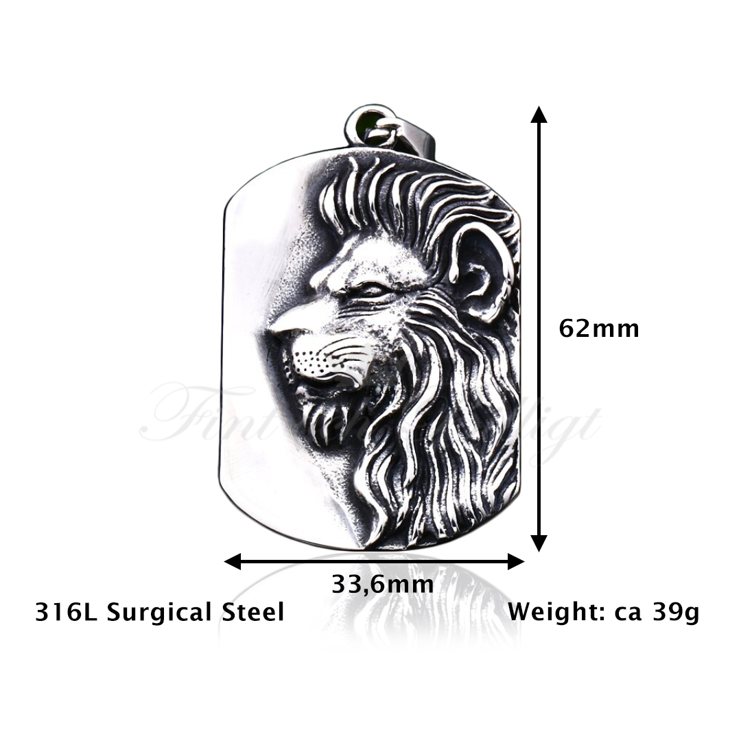 DogTag Necklace - Lion Head 3D ID Tag 316L - Lion Tag  - 6