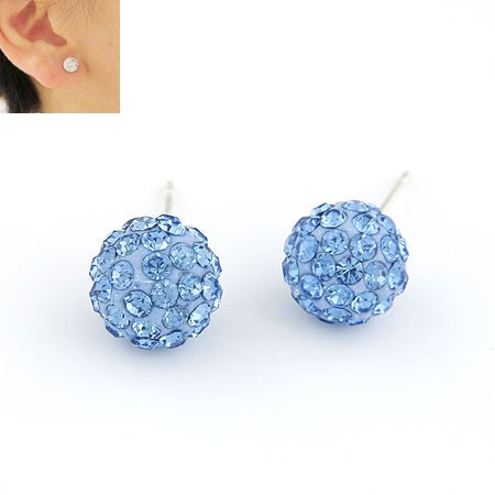"CRYSTAL BALL BLUE" SPARKLING EARRINGS WITH BAKED BLUE STONES - 2