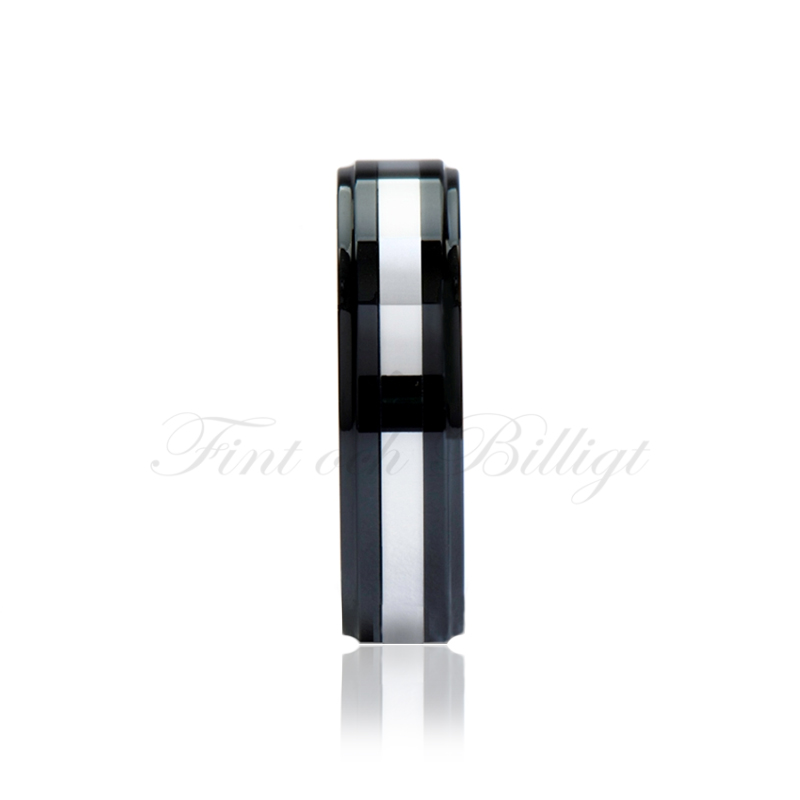 Ring - Silverline Black Edition - Tungstensring Svart Silverrand - 4