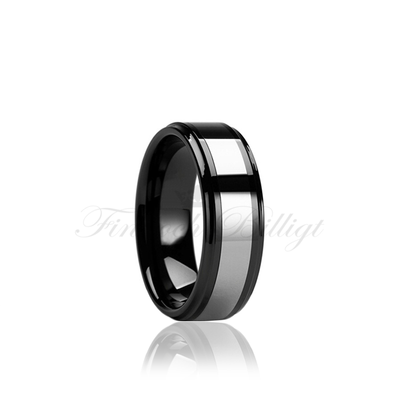 Ring - Silverline Black Edition - Tungstensring Svart Silverrand - 3
