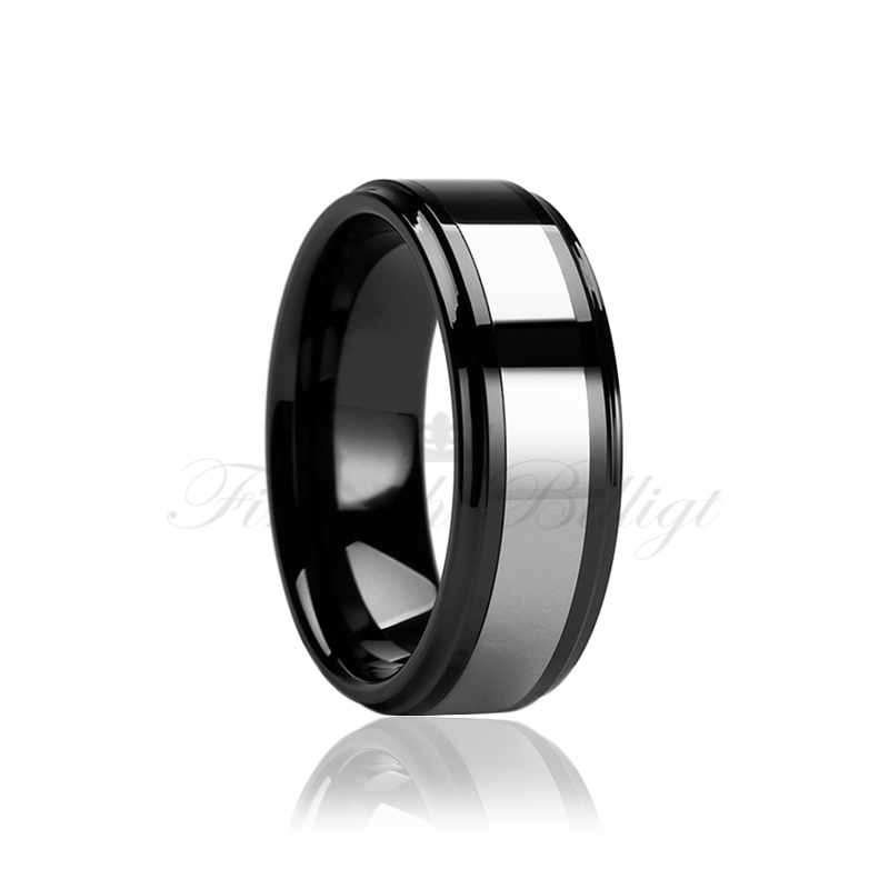 Ring - Silverline Black Edition - Tungstensring Svart Silverrand - 2