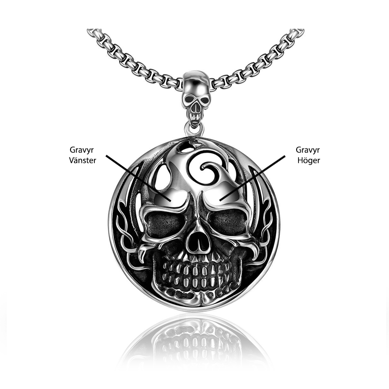 Burning Skull - Halsband med Dödskallehänge 316L Rostfritt Stål - 4