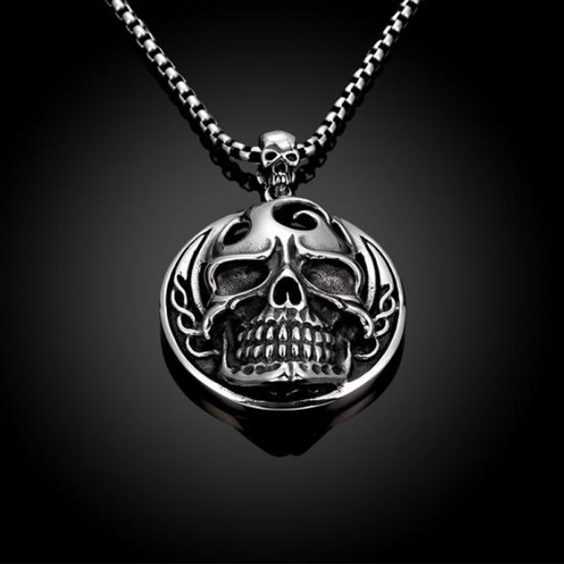 Burning Skull - Halsband med Dödskallehänge 316L Rostfritt Stål - 2