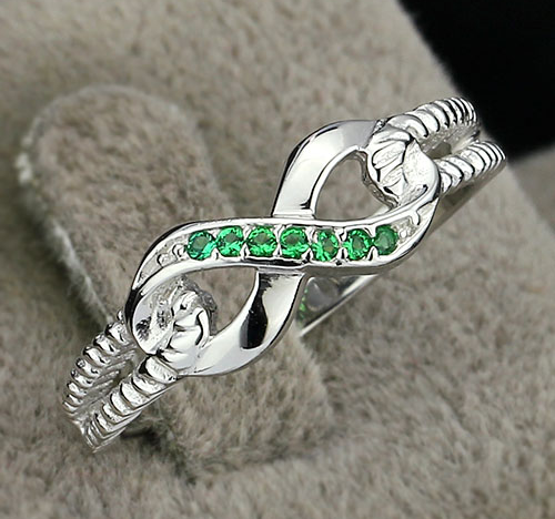 Infinity Forest - 925s Silverring Infinity med Cubic Zirconia Stenar Grön - 2