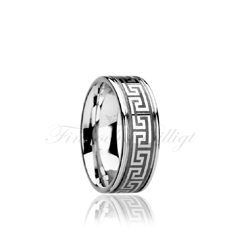 Ring - Meandros - Tungstensring Grekisk Design Naturlig Högblank - 3