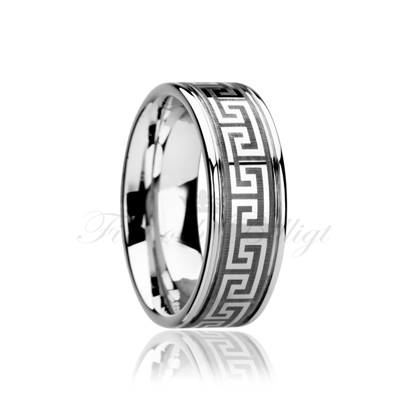 Ring - Meandros - Tungstensring Grekisk Design Naturlig Högblank - 2