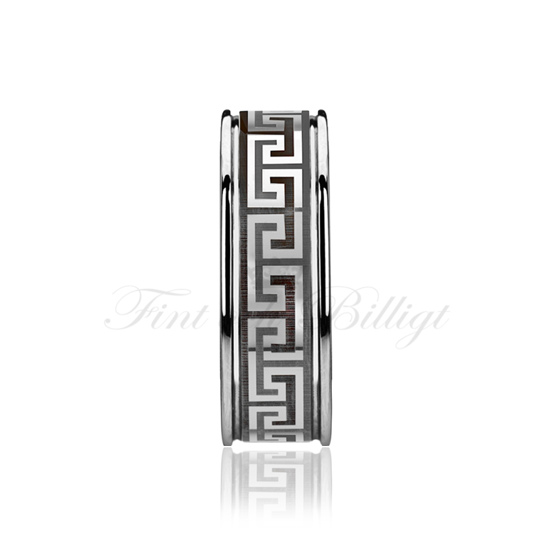 Ring - Meandros - Tungstensring Grekisk Design Naturlig Högblank - 4